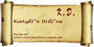 Kustyán Diána névjegykártya